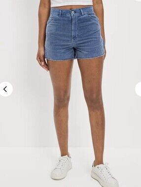 American Eagle Lightweight Corduroy Highest Rise '90s Boyfriend Short. Blue. Siz